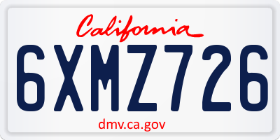 CA license plate 6XMZ726