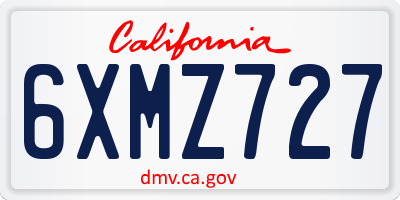 CA license plate 6XMZ727