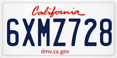 CA license plate 6XMZ728