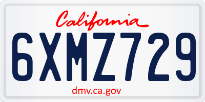 CA license plate 6XMZ729