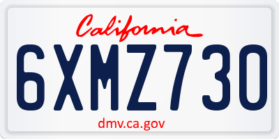 CA license plate 6XMZ730