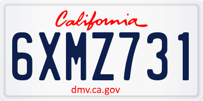 CA license plate 6XMZ731