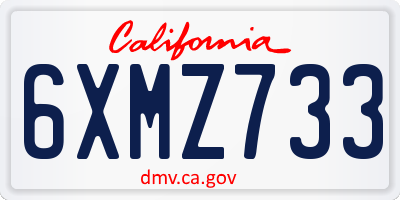 CA license plate 6XMZ733
