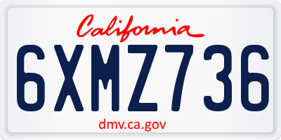 CA license plate 6XMZ736