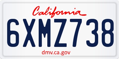 CA license plate 6XMZ738