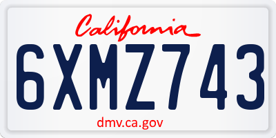 CA license plate 6XMZ743