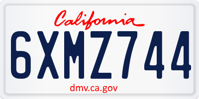 CA license plate 6XMZ744