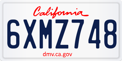 CA license plate 6XMZ748