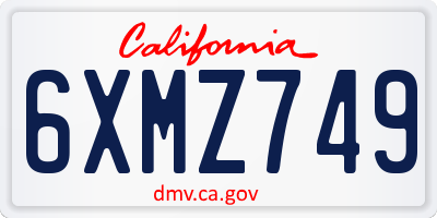 CA license plate 6XMZ749