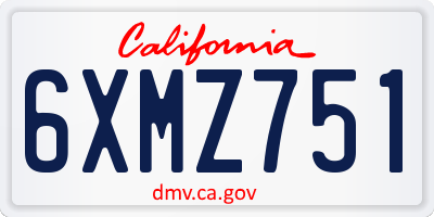 CA license plate 6XMZ751