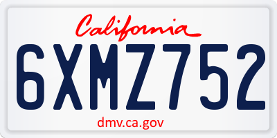 CA license plate 6XMZ752