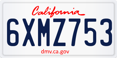 CA license plate 6XMZ753