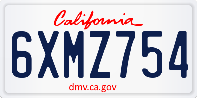 CA license plate 6XMZ754