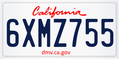 CA license plate 6XMZ755