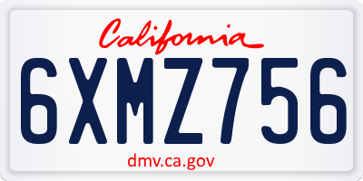 CA license plate 6XMZ756
