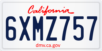 CA license plate 6XMZ757