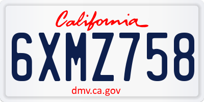 CA license plate 6XMZ758