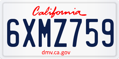 CA license plate 6XMZ759