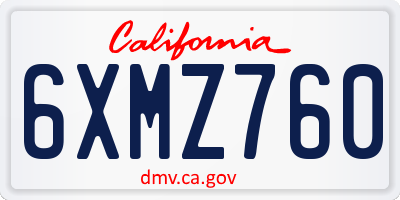 CA license plate 6XMZ760