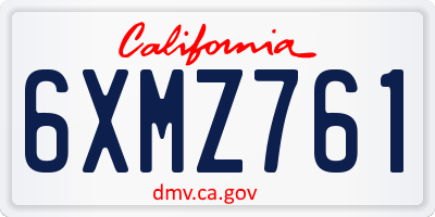 CA license plate 6XMZ761