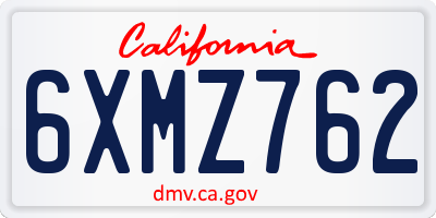 CA license plate 6XMZ762