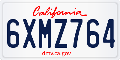 CA license plate 6XMZ764