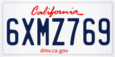 CA license plate 6XMZ769