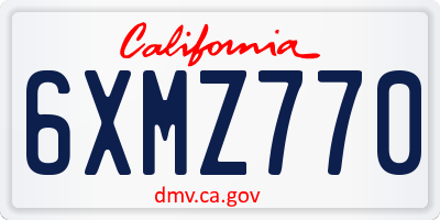CA license plate 6XMZ770