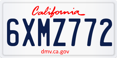 CA license plate 6XMZ772