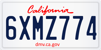 CA license plate 6XMZ774