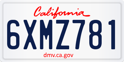 CA license plate 6XMZ781