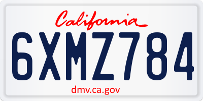 CA license plate 6XMZ784