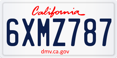 CA license plate 6XMZ787