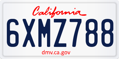 CA license plate 6XMZ788