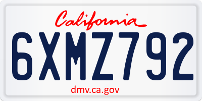 CA license plate 6XMZ792