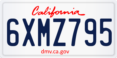 CA license plate 6XMZ795