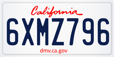 CA license plate 6XMZ796
