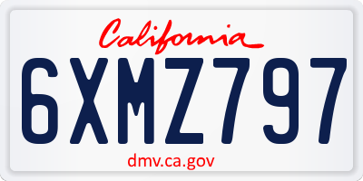CA license plate 6XMZ797