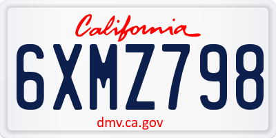 CA license plate 6XMZ798