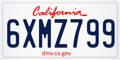 CA license plate 6XMZ799