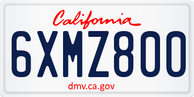 CA license plate 6XMZ800