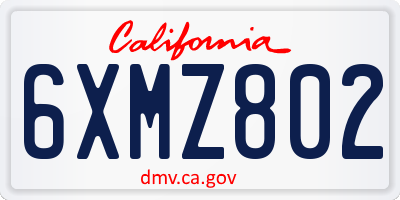 CA license plate 6XMZ802