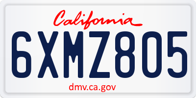 CA license plate 6XMZ805