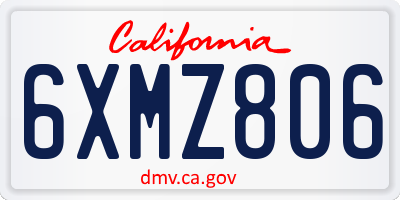 CA license plate 6XMZ806