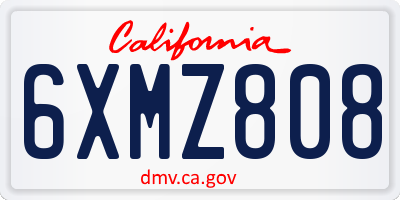 CA license plate 6XMZ808