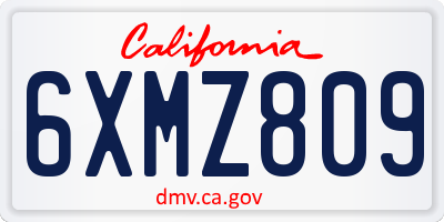 CA license plate 6XMZ809