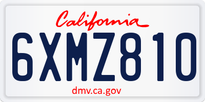 CA license plate 6XMZ810