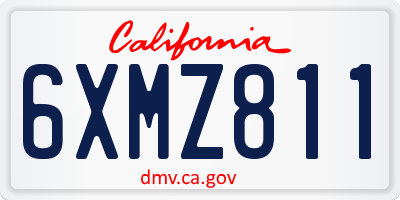 CA license plate 6XMZ811
