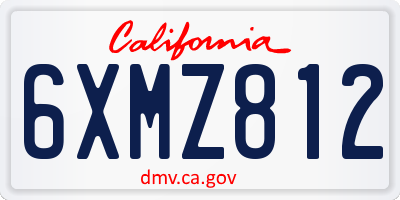 CA license plate 6XMZ812