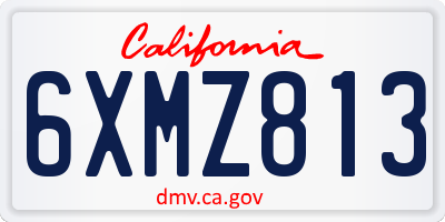 CA license plate 6XMZ813
